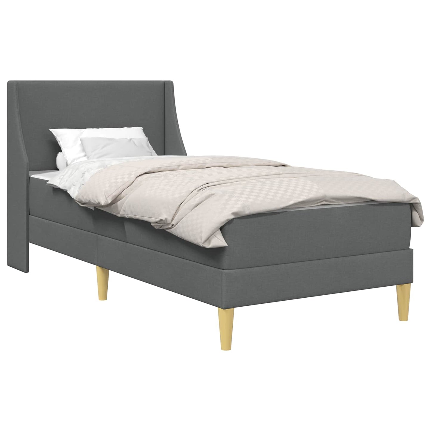 Bed Frame with Mattress Dark Grey 90 x 190 cm Fabric