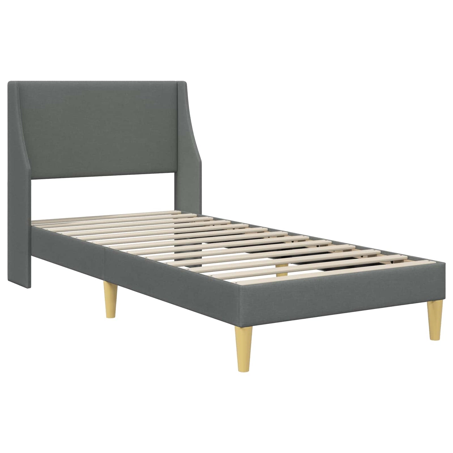 Bed Frame with Mattress Dark Grey 90 x 190 cm Fabric