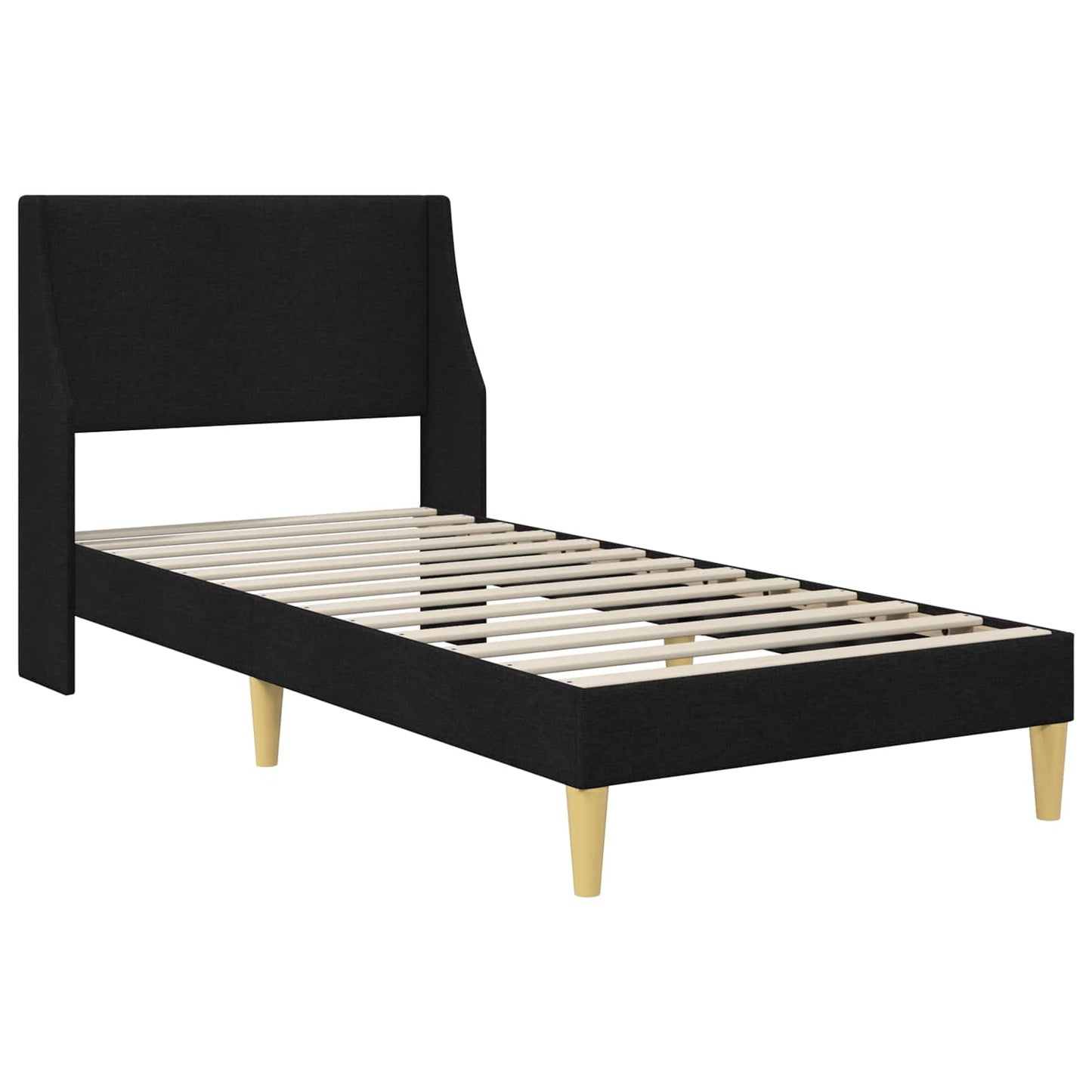 Bed Frame with Mattress with Headboard Black 90 x 190 cm Fabric