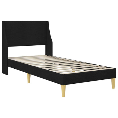 Bed Frame with Mattress with Headboard Black 90 x 190 cm Fabric