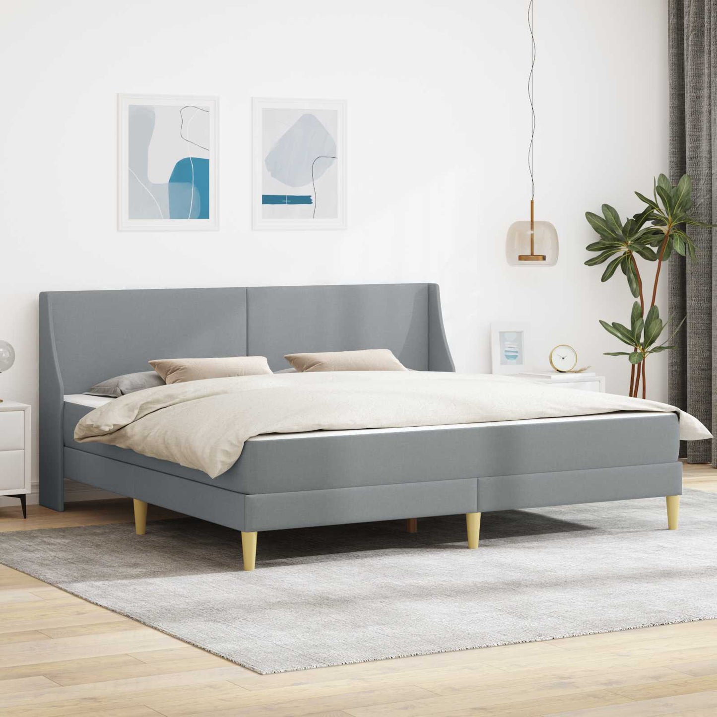 Bed Frame with Mattress Light Grey 180 x 200 cm Fabric