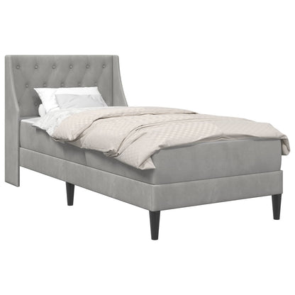 Bed Frame with Mattress Light Grey 90 x 190 cm Velvet
