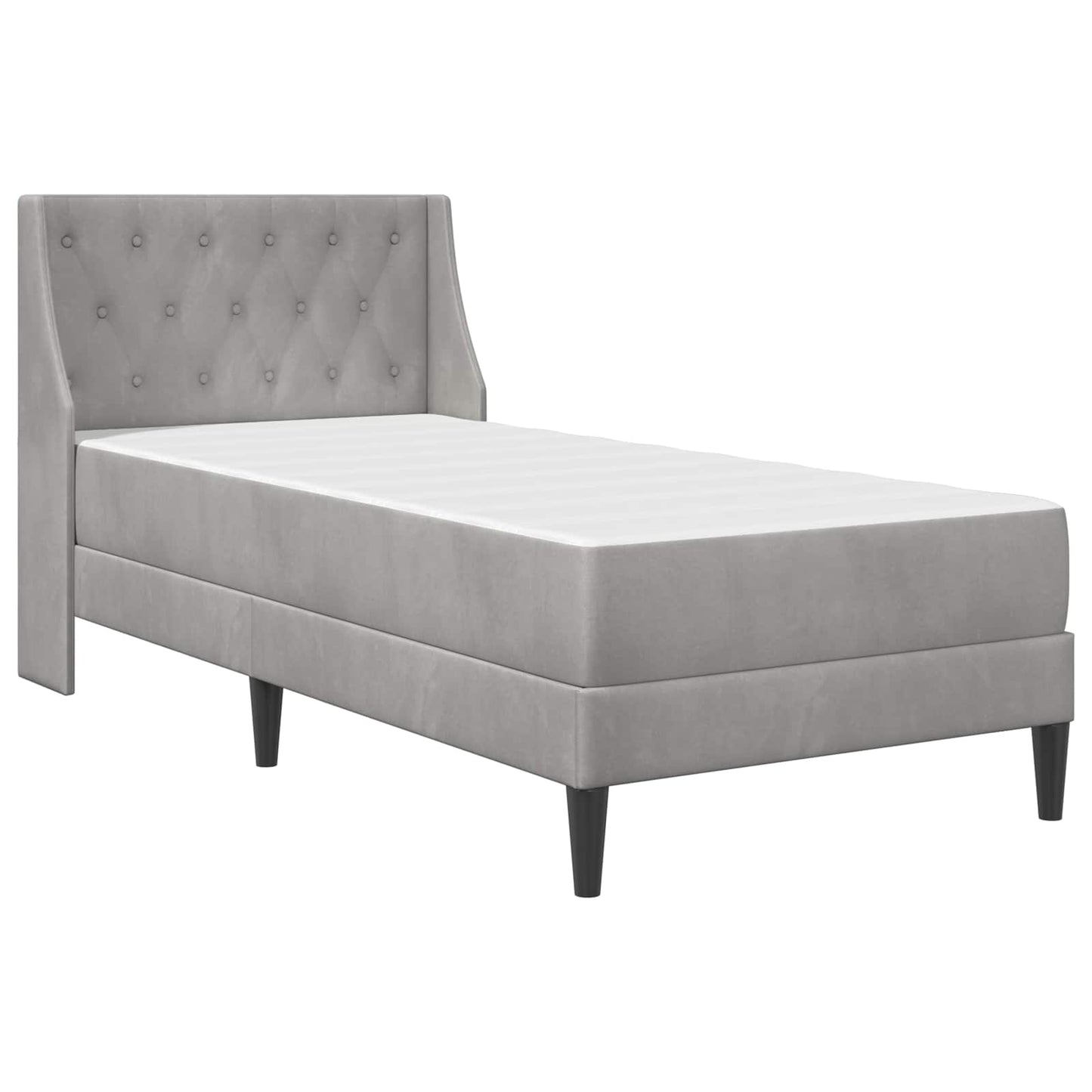 Bed Frame with Mattress Light Grey 90 x 190 cm Velvet