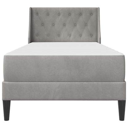 Bed Frame with Mattress Light Grey 90 x 190 cm Velvet