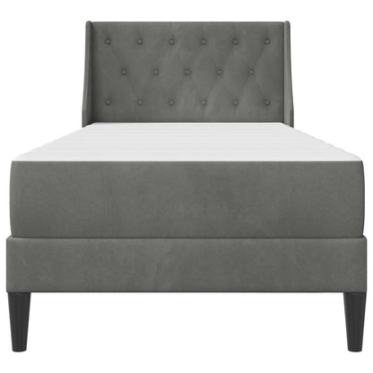 Bed Frame with Mattress Dark Grey 90 x 190 cm Velvet
