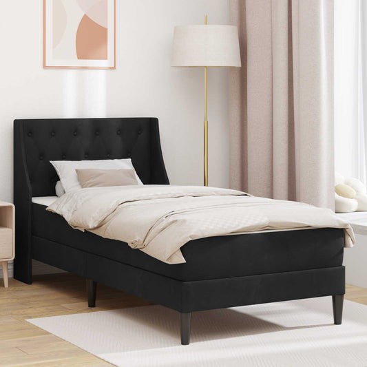 Bed Frame with Mattress with Headboard Black 90 x 190 cm Velvet