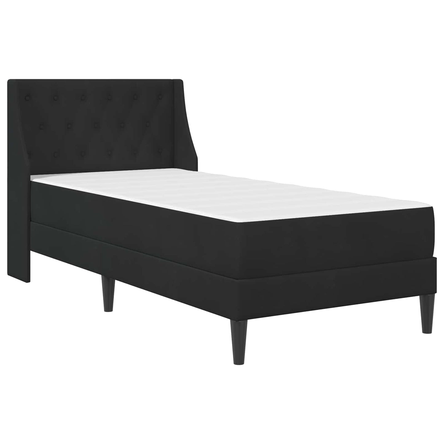 Bed Frame with Mattress with Headboard Black 90 x 190 cm Velvet
