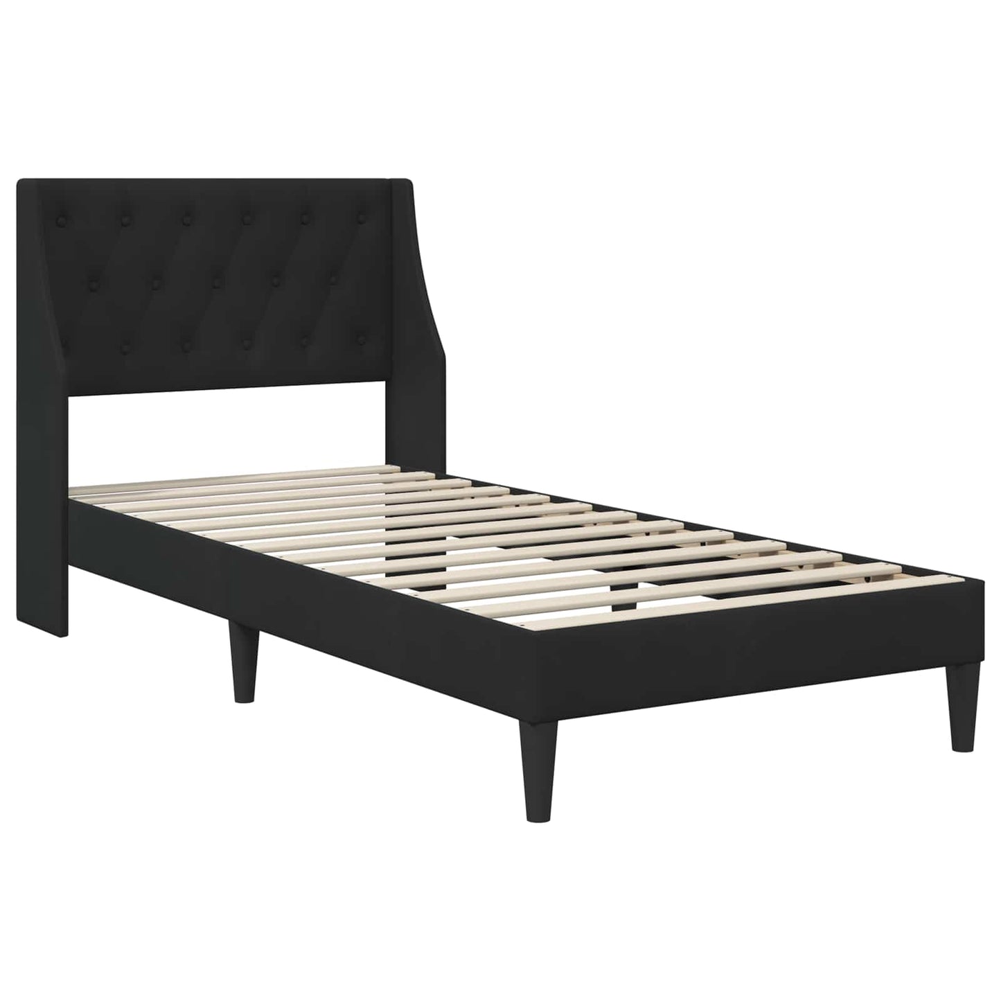 Bed Frame with Mattress with Headboard Black 90 x 190 cm Velvet