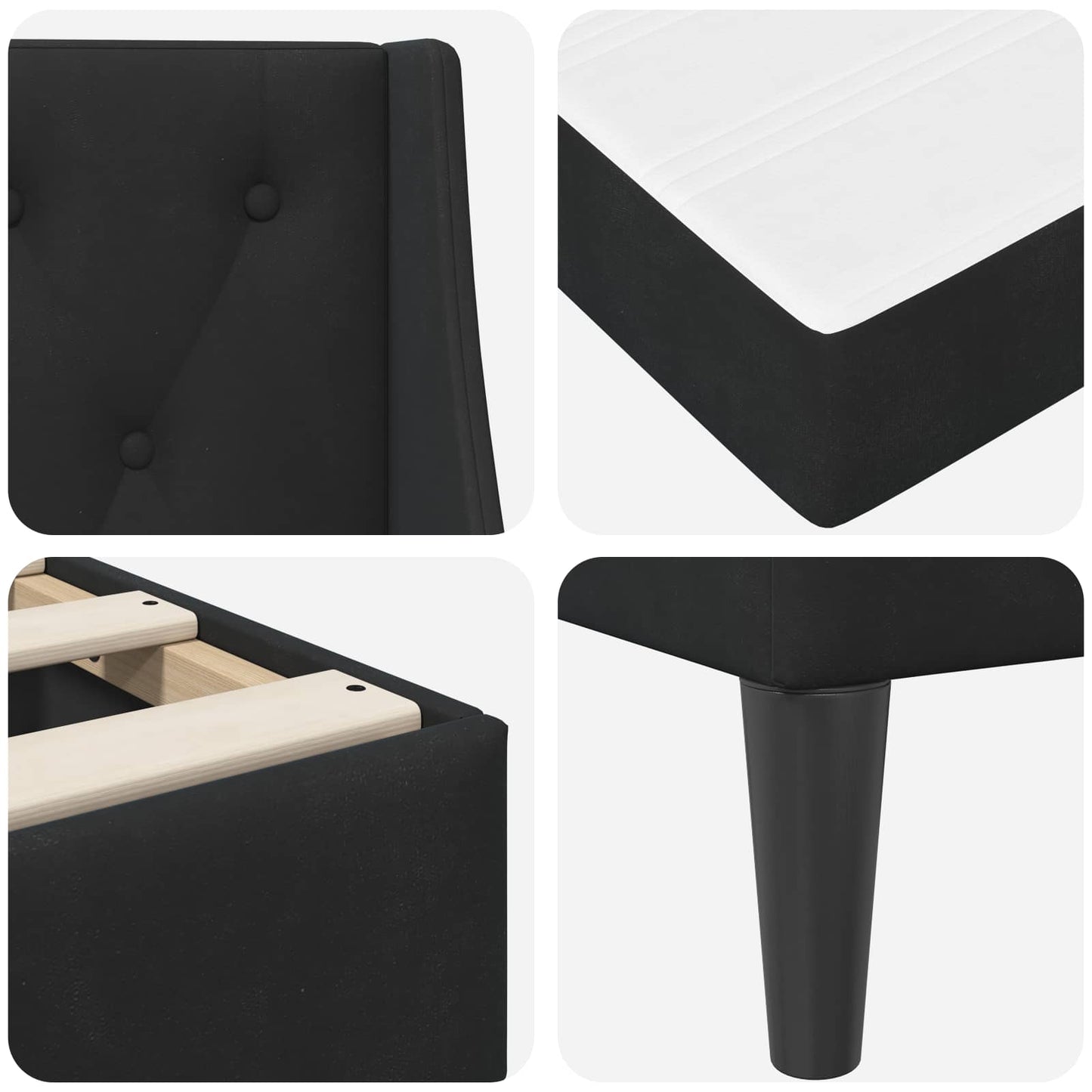Bed Frame with Mattress Black 180 x 200 cm Velvet