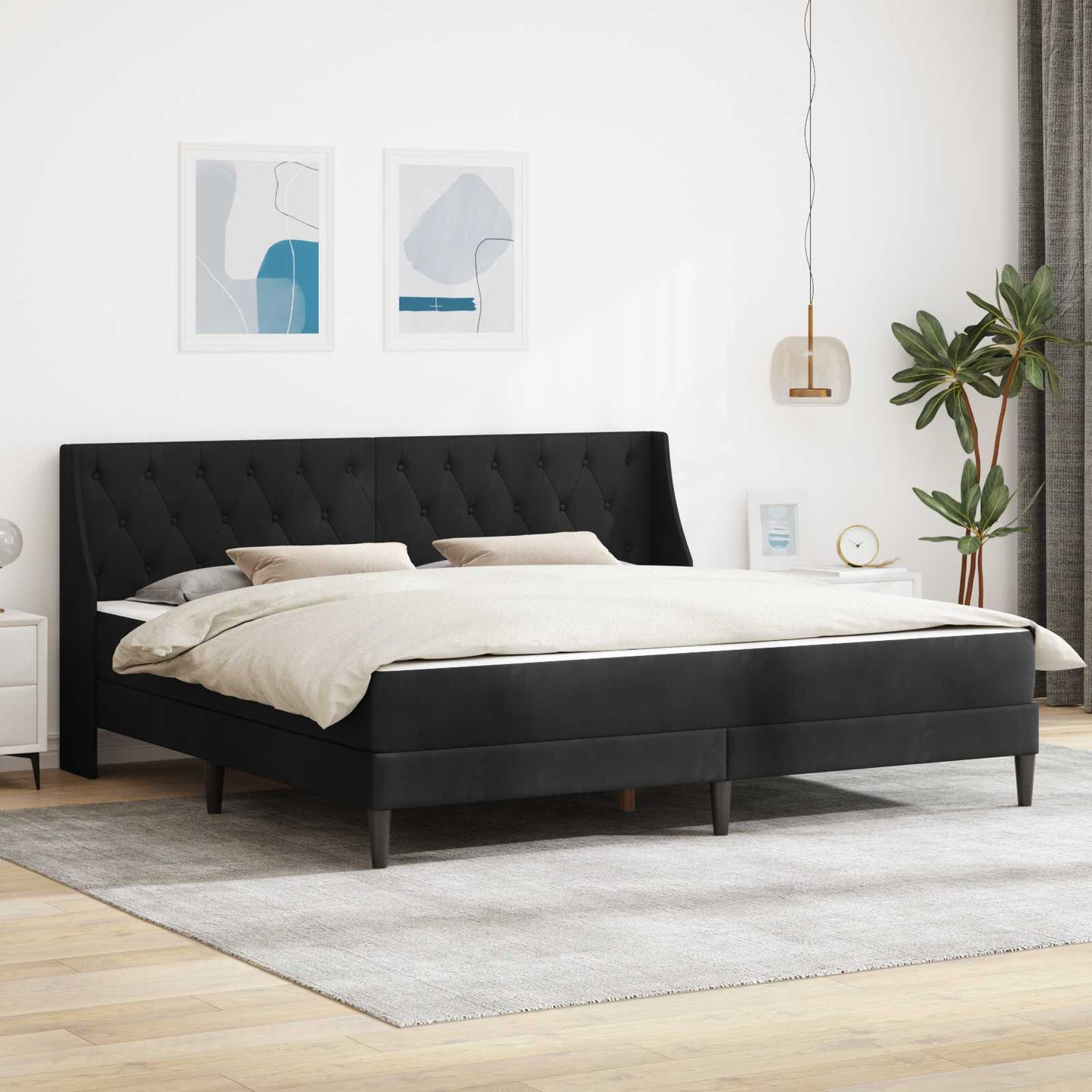 Bed Frame with Mattress Black 180 x 200 cm Velvet