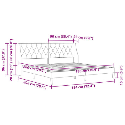 Bed Frame with Mattress Black 180 x 200 cm Velvet