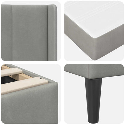 Bed Frame with Mattress Light Grey 90 x 190 cm Velvet