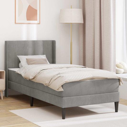 Bed Frame with Mattress Light Grey 90 x 190 cm Velvet