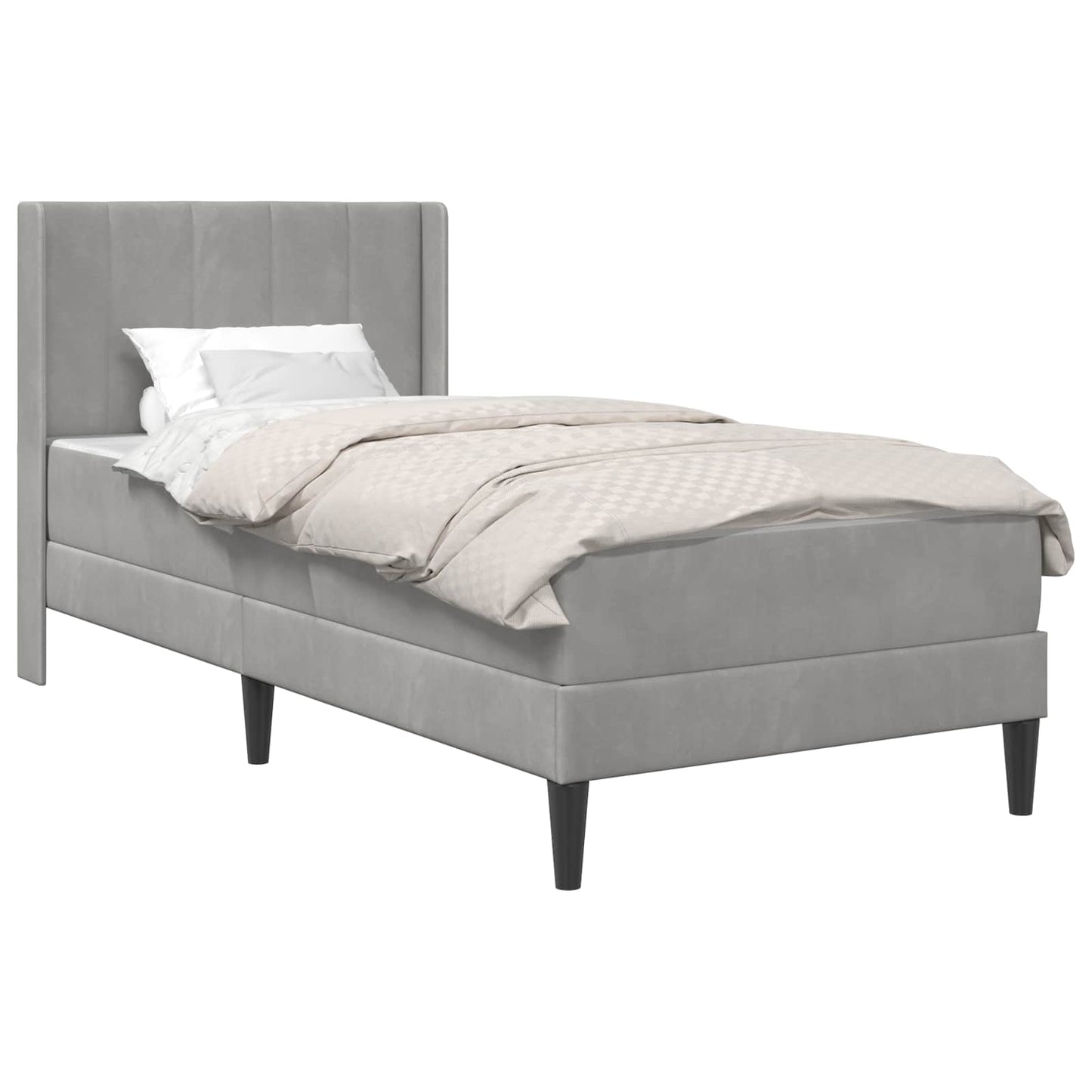 Bed Frame with Mattress Light Grey 90 x 190 cm Velvet