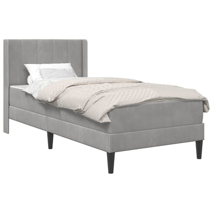 Bed Frame with Mattress Light Grey 90 x 190 cm Velvet