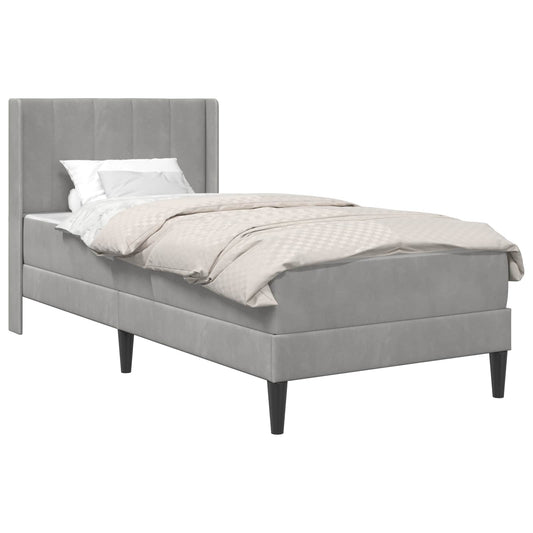 Bed Frame with Mattress Light Grey 90 x 190 cm Velvet