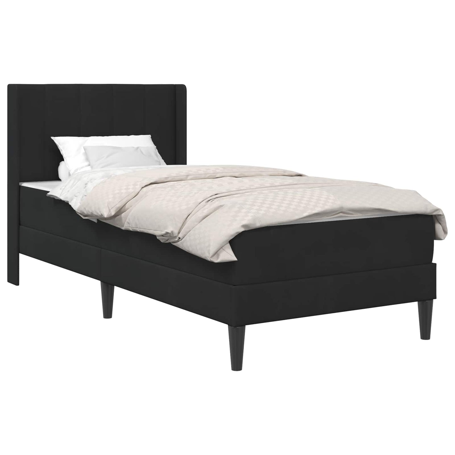 Bed Frame with Mattress with Headboard Black 90 x 190 cm Velvet