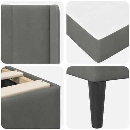 Bed Frame with Mattress Dark Grey 180 x 200 cm Velvet