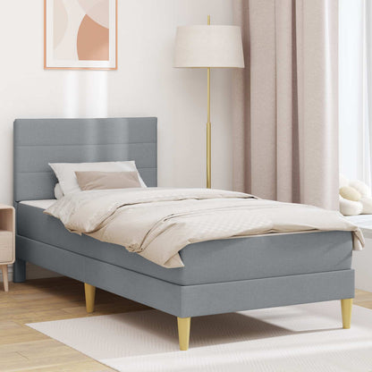 Bed Frame with Mattress Light Grey 90 x 190 cm Fabric