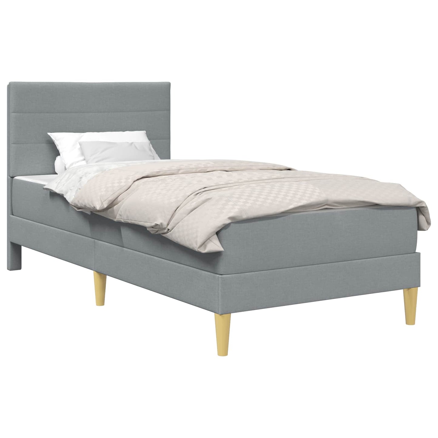 Bed Frame with Mattress Light Grey 90 x 190 cm Fabric