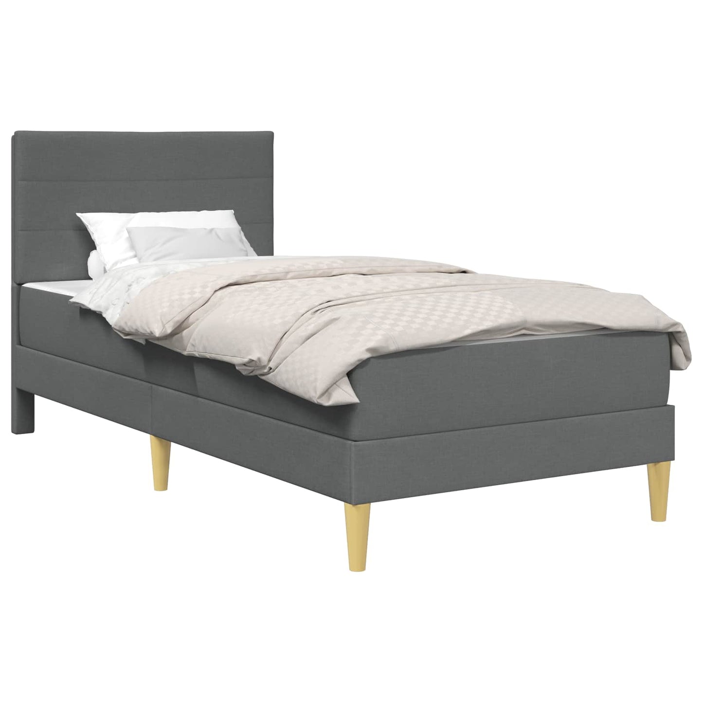 Bed Frame with Mattress Dark Grey 90 x 190 cm Fabric