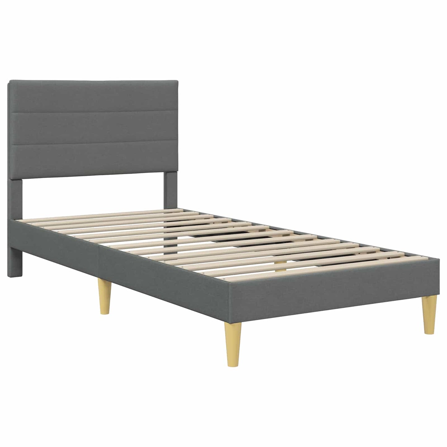 Bed Frame with Mattress Dark Grey 90 x 190 cm Fabric