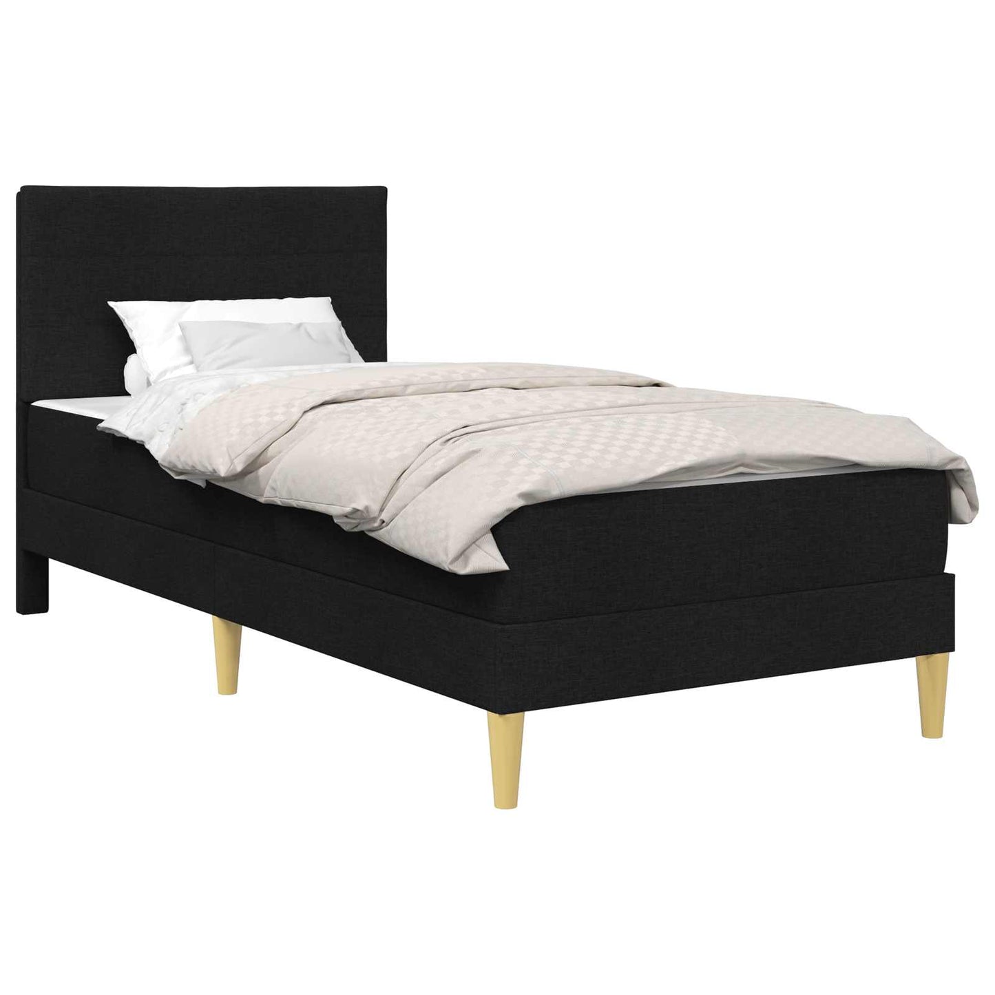 Bed Frame with Mattress with Headboard Black 90 x 190 cm Fabric