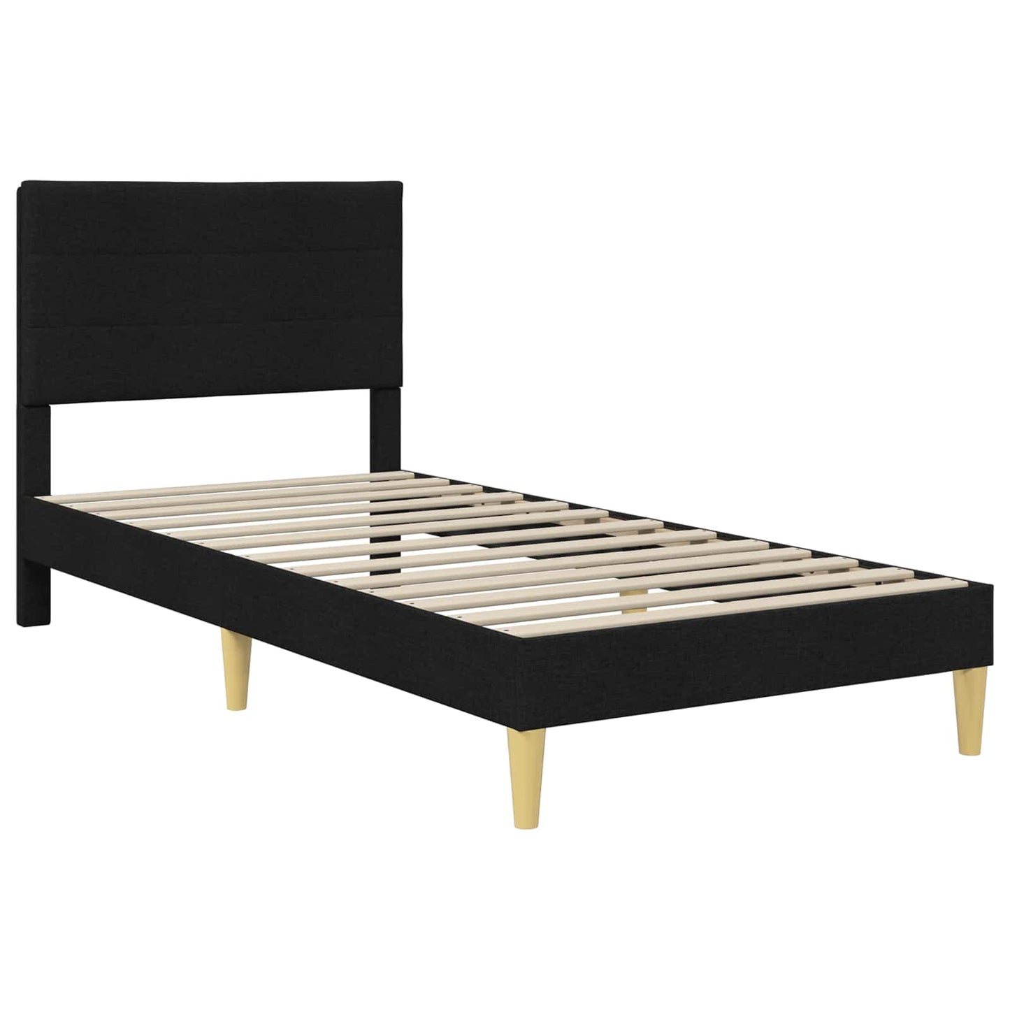 Bed Frame with Mattress with Headboard Black 90 x 190 cm Fabric