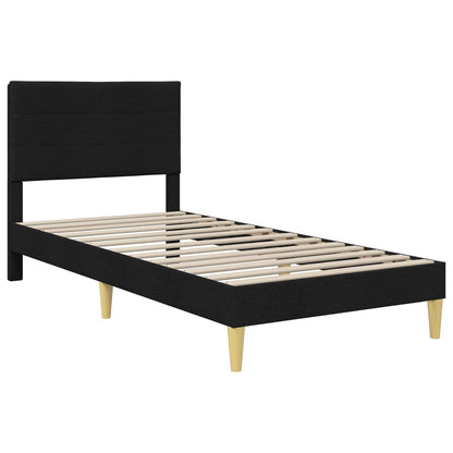 Bed Frame with Mattress with Headboard Black 90 x 190 cm Fabric