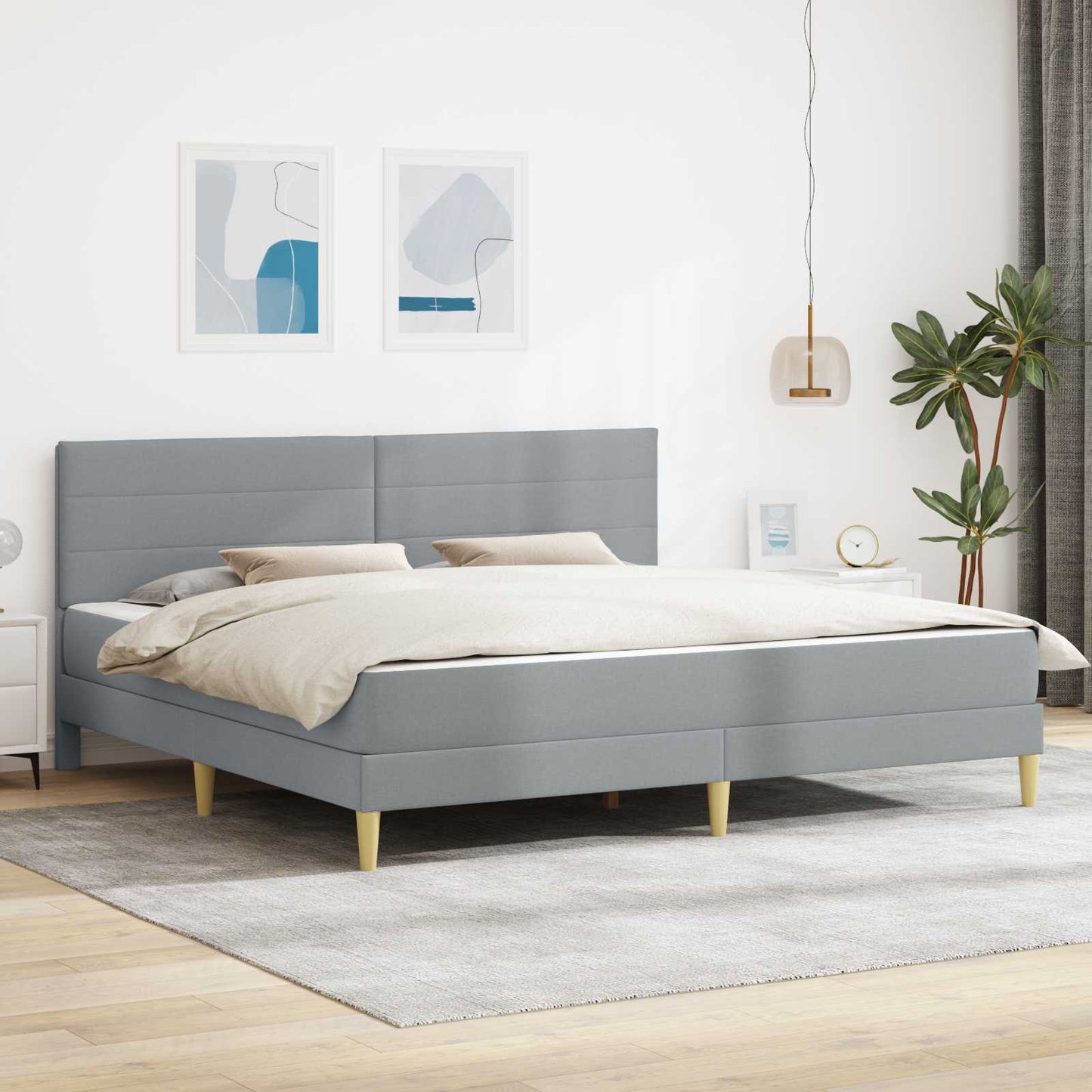 Bed Frame with Mattress Light Grey 180 x 200 cm Fabric