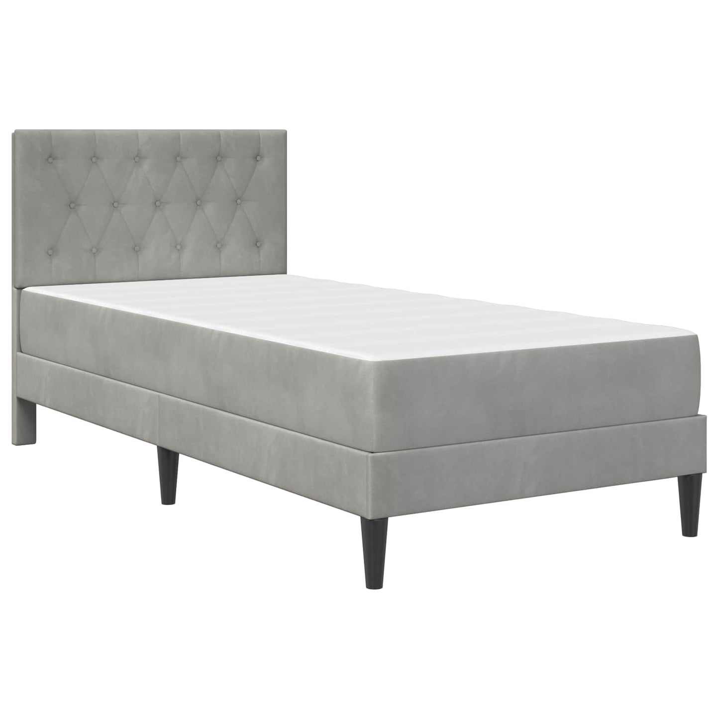 Bed Frame with Mattress Light Grey 90 x 190 cm Velvet