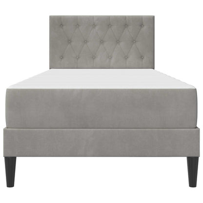 Bed Frame with Mattress Light Grey 90 x 190 cm Velvet