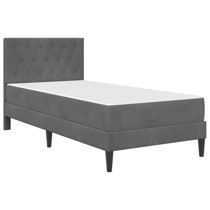 Bed Frame with Mattress Dark Grey 90 x 190 cm Velvet