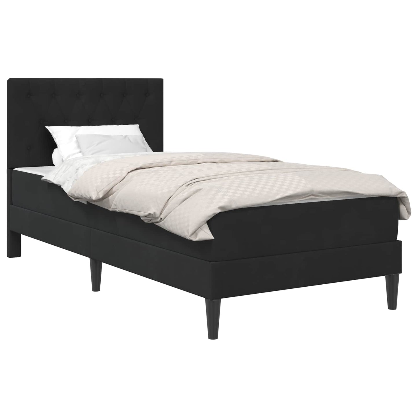Bed Frame with Mattress with Headboard Black 90 x 190 cm Velvet