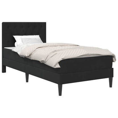 Bed Frame with Mattress with Headboard Black 90 x 190 cm Velvet