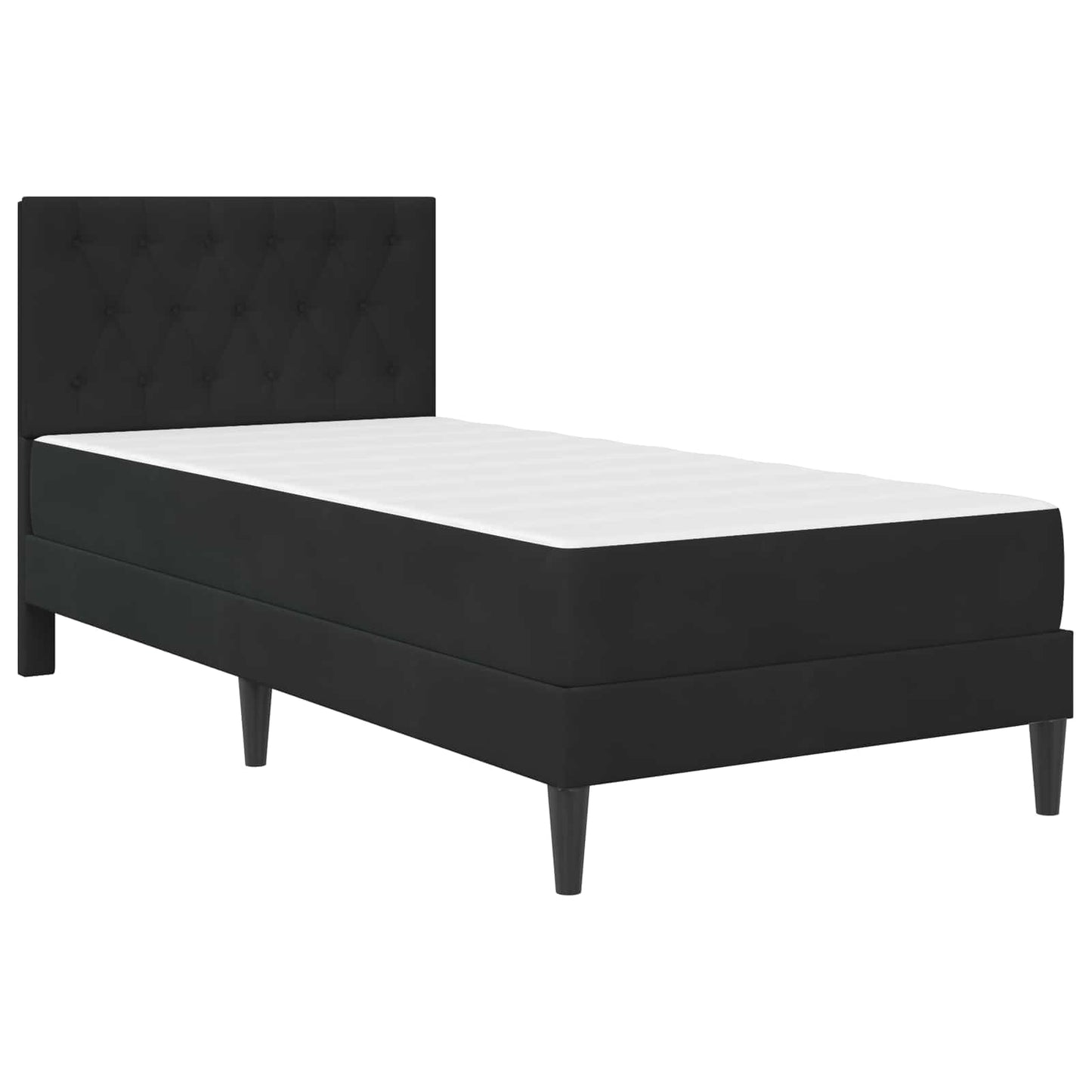 Bed Frame with Mattress with Headboard Black 90 x 190 cm Velvet