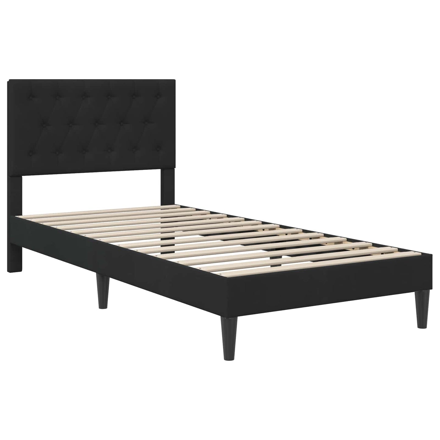 Bed Frame with Mattress with Headboard Black 90 x 190 cm Velvet