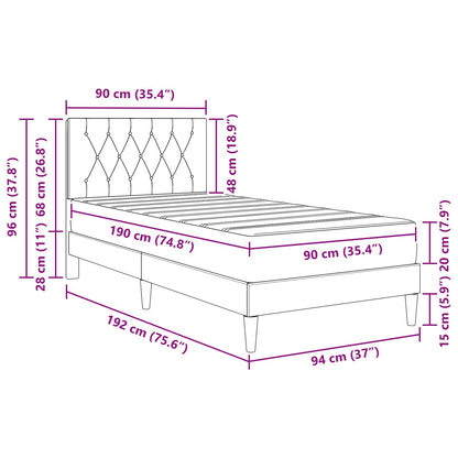 Bed Frame with Mattress with Headboard Black 90 x 190 cm Velvet