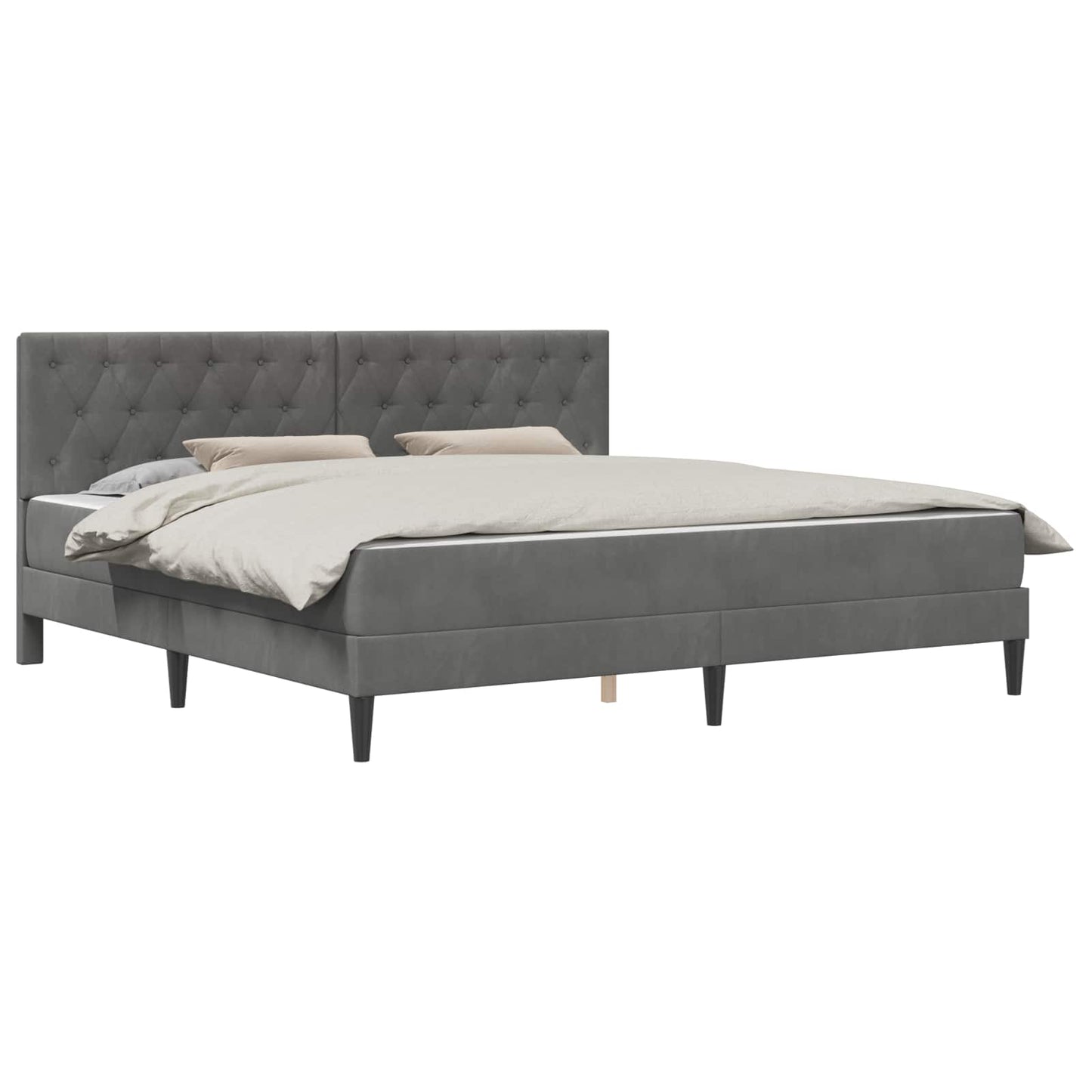 Bed Frame with Mattress Dark Grey 180 x 200 cm Velvet