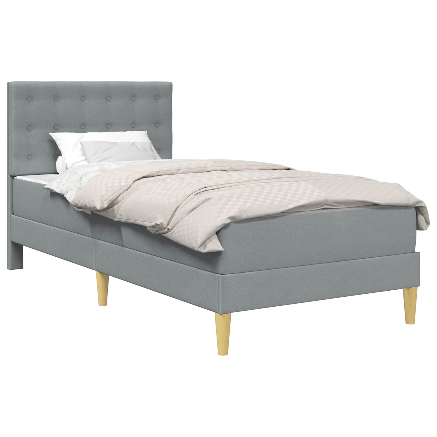 Bed Frame with Mattress Light Grey 90 x 190 cm Fabric