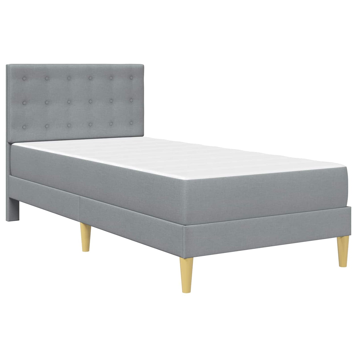 Bed Frame with Mattress Light Grey 90 x 190 cm Fabric