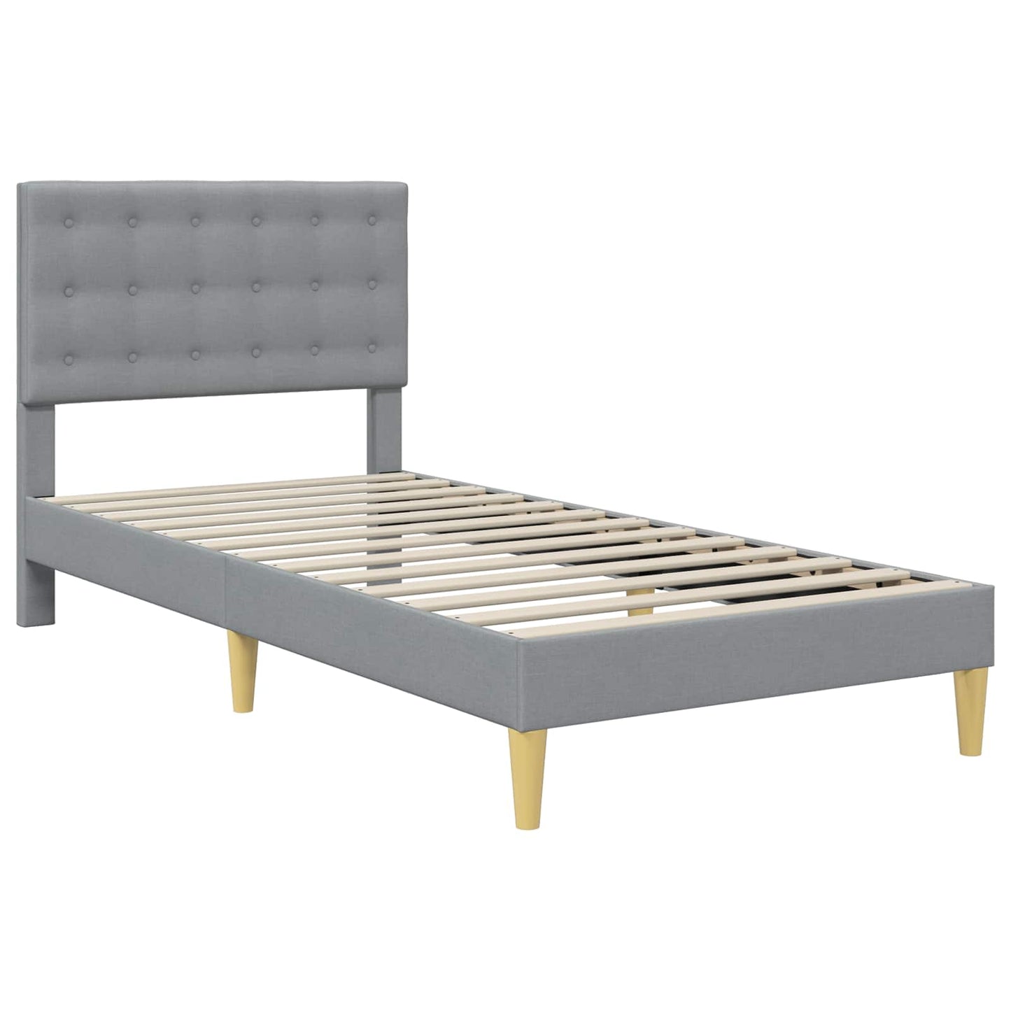 Bed Frame with Mattress Light Grey 90 x 190 cm Fabric