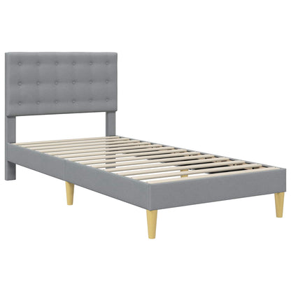 Bed Frame with Mattress Light Grey 90 x 190 cm Fabric