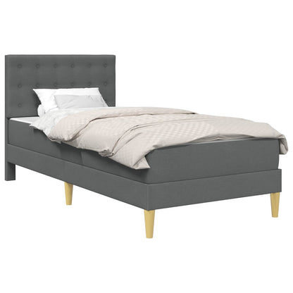 Bed Frame with Mattress Dark Grey 90 x 190 cm Fabric