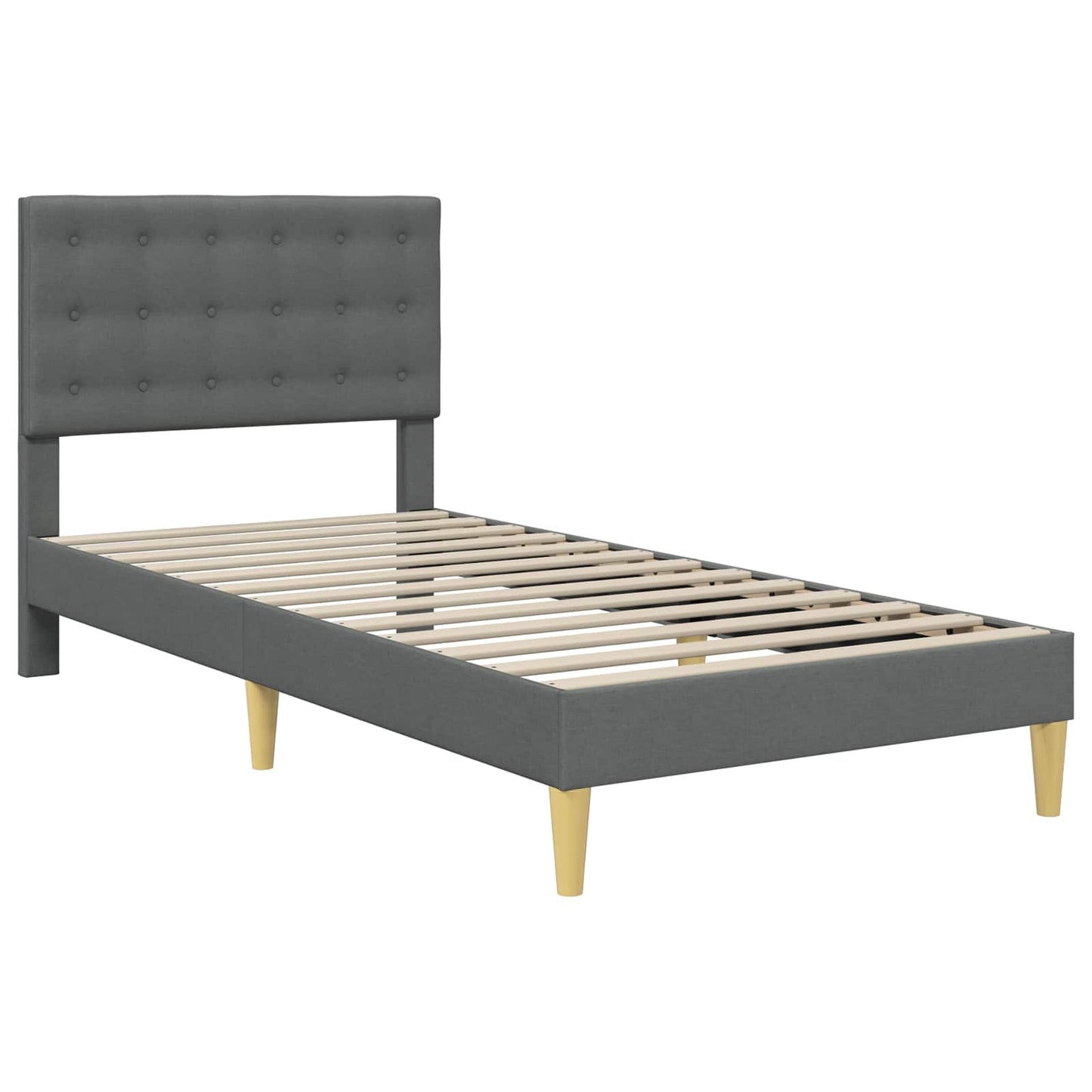 Bed Frame with Mattress Dark Grey 90 x 190 cm Fabric