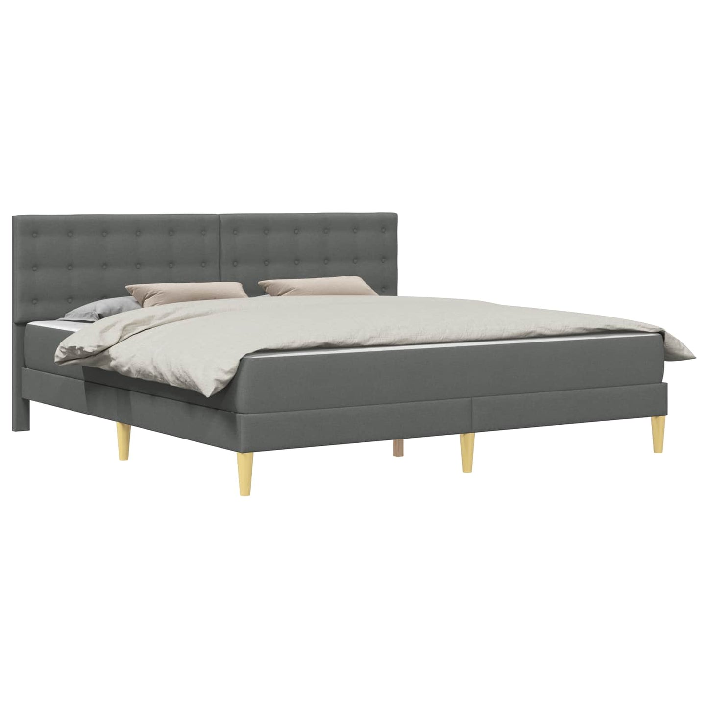 Bed Frame with Mattress Dark Grey Fabric