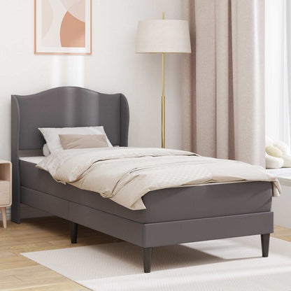 Bed Frame with Headboard Grey 90 x 190 cm Faux Leather