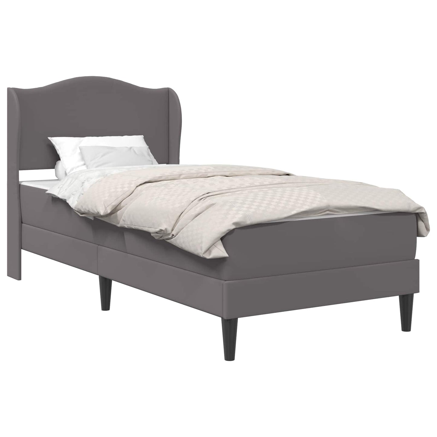 Bed Frame with Headboard Grey 90 x 190 cm Faux Leather