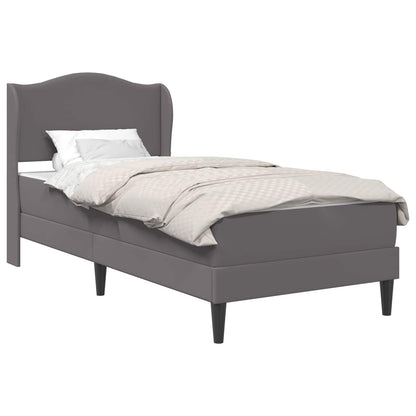 Bed Frame with Headboard Grey 90 x 190 cm Faux Leather