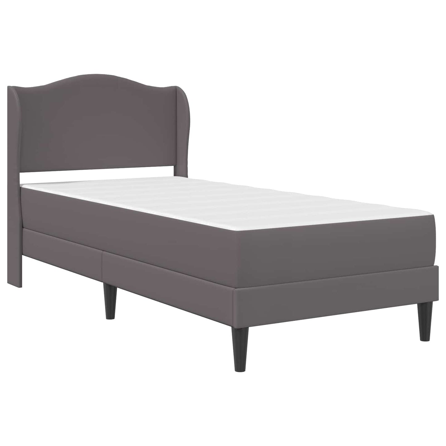 Bed Frame with Headboard Grey 90 x 190 cm Faux Leather